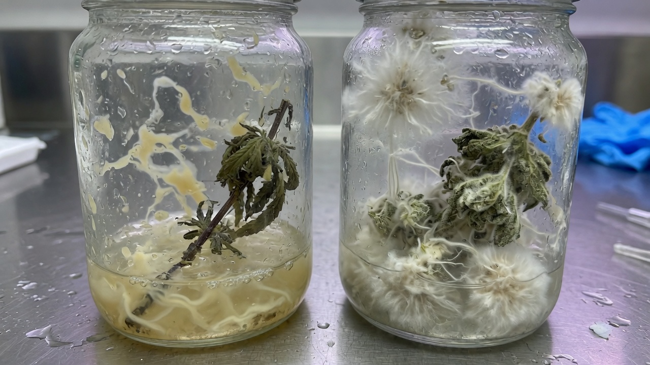 Contamination with bacteria next to contamination with fungi in culture jars