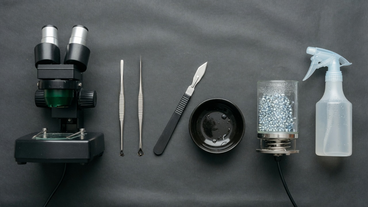 Meristem tools on a dark mat