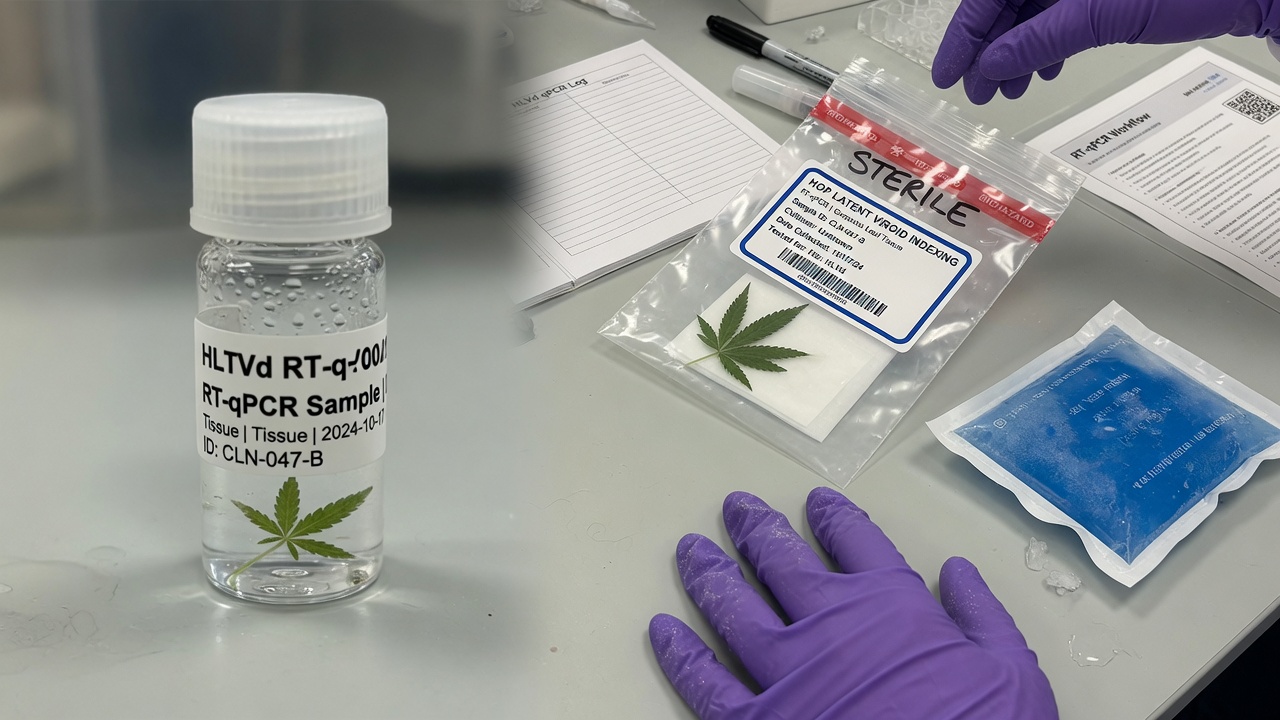 Sample of leaf tissue for the laboratory test for viroid