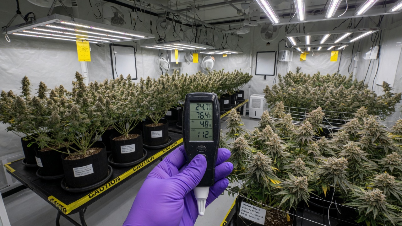 Hygrometer and thermometer in a room in the last part of flowering