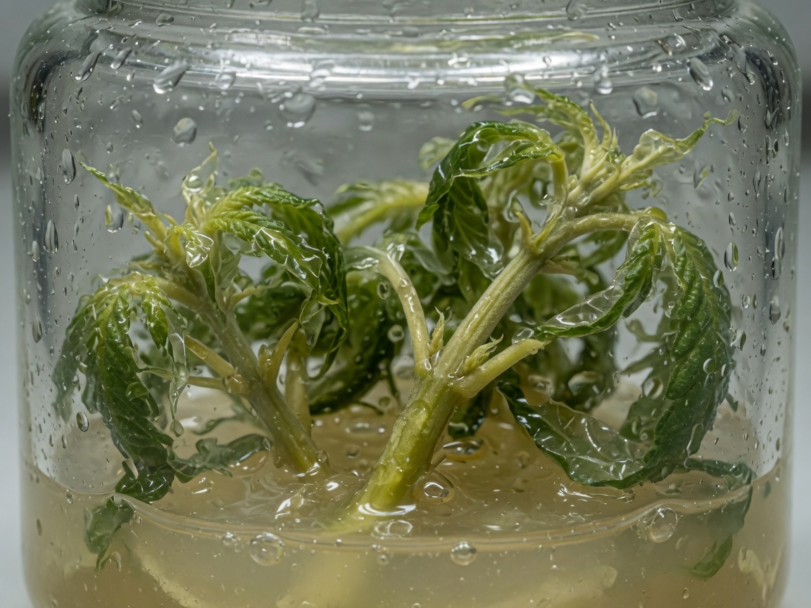 Cannabis shoots with glassy growth