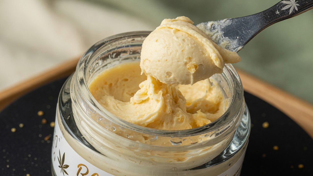 Jar of rosin badder from a cold cure