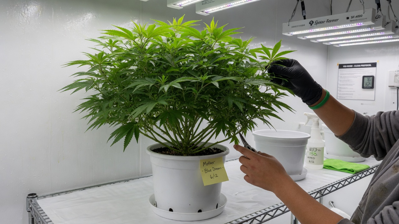 Cannabis mother plant in vegetative growth and in good condition